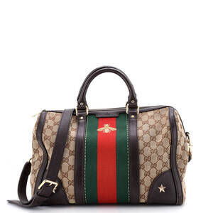 Gucci Vintage Bee Web Boston Bag Gg #240301G92B